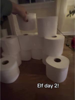 A post by @brittanydix6 on TikTok caption: Just some cotton balls and TP and you’re set! #elfontheshelf #elf #christmastime #christmas #elfgames #christmasmagic #christmaswithkids #elfitup #elfmagic #christmascountdown #day2 #elves @The Elf on the Shelf  