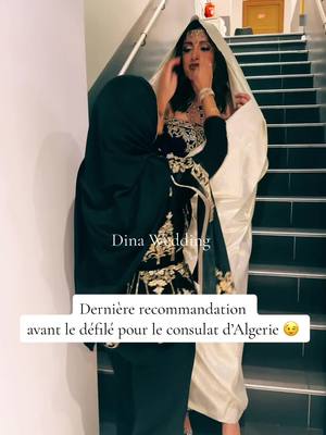 A post by @dinawedding on TikTok caption: J’ai eu l’honneur de participer a l’événement du consulat Algerien regroupant plus de 500 personnes en commémoration au 1er novembre 1954 🇩🇿🙏🏼 Allahi rham chouhada 💪🏼 #algerienne🇩🇿 #fiertealgerienne #pourtoi #fyp La belle @Imelyn.a portant le hayek algerois 😉