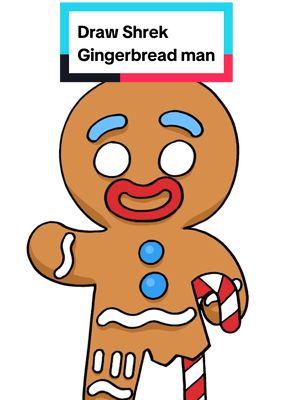 A post by @drawingwithlines on TikTok caption: How to draw Gingerbread mam from Shrek - #stepbystepdrawing #howtodraw #draw #drawingtutorial #drawingwithlines #christmas #gingerbreadman #shrek 