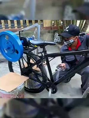 A post by @james.homemade on TikTok caption: I built an automatic bicycle using a flywheel #perpetualmotion #perpetual #energy #freeenergy #yourpage 