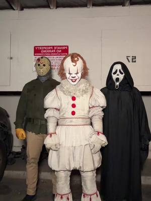 A post by @twistedpennywise on TikTok caption: Crank That APT ! 🤡🎈#cosplay #jasonvoorhees #ghostface #pennywise #apt 