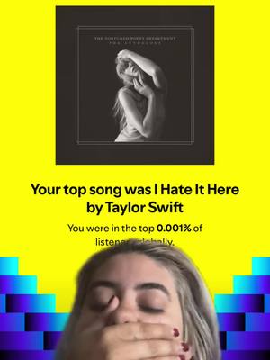 A post by @kelseykaminari on TikTok caption: Now everyone understands my reaction to hearing her play it and I wasn’t there #ihateithere #taylorswift #swiftie #spotify #spotifywrapped #thetorturedpoetsdepartment #ttpd 