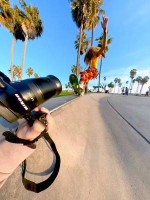 A post by @kienquancreates on TikTok caption: Came for the fit, left with a whole photoshoot @fireflyoshenisis @Nikon USA #nikoncreators #venicebeach #skateboard #icebreaker 