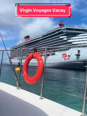 A post by @jordan_fisher on TikTok caption: Getting to set sail for our HONEYMOON finally 😅 with @Virgin Voyages offering our followers a $200 ONBOARD CREDIT using the link in my bio! And if you’re already aboard, an option for 80% off a second sailor and up to a $300 bar tab. We love y’all and #virginvoyages 