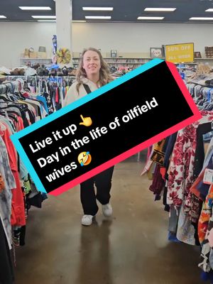 A post by @southernly_amy on TikTok caption: Day in the life of an oilfield wife 🤣 2 cajuns come to town! #goodwillfinds #fyp #goodwill #dayinmylife #goodwillchallenge #girlsday #oilfieldwife #oilfieldlife #westtexasoilfield #westtexas #BestFriends #liveitup  @DatCajunGirlNae 