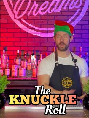 A post by @cdbartending on TikTok caption: The Christmas Knuckle Roll #flairbartending #tutorial #cocktail #bartender 