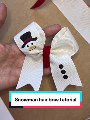 A post by @monicacraftsitall on TikTok caption: Do you want to build a snowman? ⛄️ snowman hair bow tutorial #hairbowtutorial #hairbowdiy #bowdiy #ribbon #moño #liston 