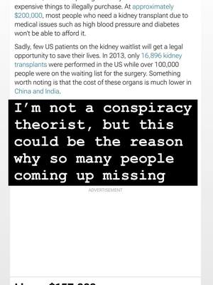 A post by @aquaman_1988 on TikTok caption: Just something to think about #fyp #blackmarket #viral #yo #conspiracytiktok #organdonor #missingpeople #thinking #foryoupage 