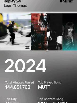 A post by @leonthomas on TikTok caption: Wrapped numbers for the year! Thank you to everyone that streamed! Let’s make 2025 even bigger 🙌🏾 @Spotify @Apple Music 