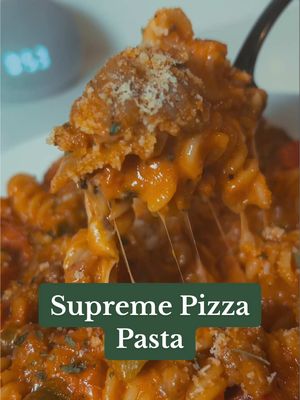 A post by @cookingwcookie on TikTok caption: Lets make Supreme Pizza Pasta! #pizza #pasta #pastarecipe #dinnerrecipe #dinnerinspo #DinnerIdeas #foodtiktok #foodietok #FoodTok 