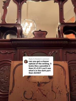A post by @sophiemariegraf on TikTok caption: Replying to @Deedee here you go!! Maybe Donachie?! #antiquefurniture #vintagefurniture 