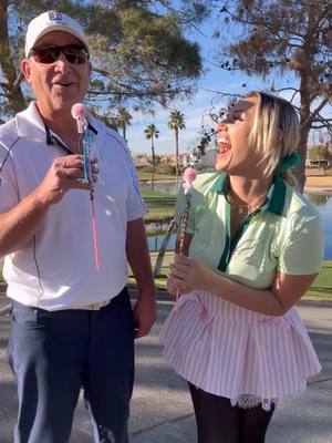 A post by @cassholland on TikTok caption: The golfers love when i put them on the spot especially when they have no idea what im talking about💚💖 #cartgirl #golfers #golf #golftiktok #wicked 