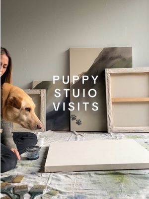 A post by @ashleymarierichiez on TikTok caption: painting sessions made sweeter by the best distractions 🐾🤍