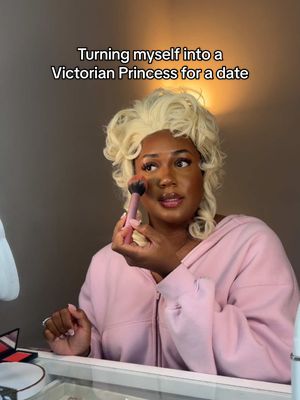 A post by @thatssoodrea on TikTok caption: Thanks to @DoorDash I was able to get my blush delivered quickly to complete my Victorian Princess look! #DoorDashPartner