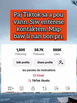 A post by @mister_adernst57 on TikTok caption: Paj TIkTok pou vann.#paj #tiktokafrica #Haiti #vues #haitiantiktok #viralvideo 