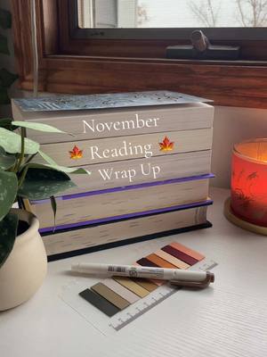 A post by @ilbooksttmats on TikTok caption: 🍁 November Reading Wrap up 🍁 #novemberreading #readingwrapup #ilbooksttmats #ilovebooks #booksread #monthlyreadingwrapup 