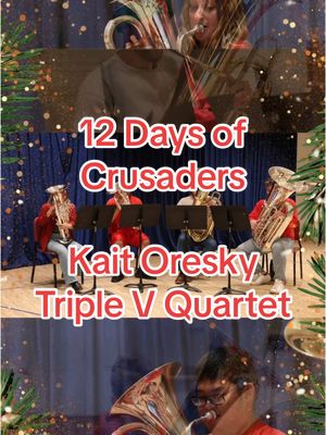 A post by @bostoncrusaders on TikTok caption: Our first performance of the 12 Days of Crusaders brings us to Boston University with Kait Oresky and the Triple V quartet! #bostoncrusaders #bostonuniversity #brass #drumcorps 