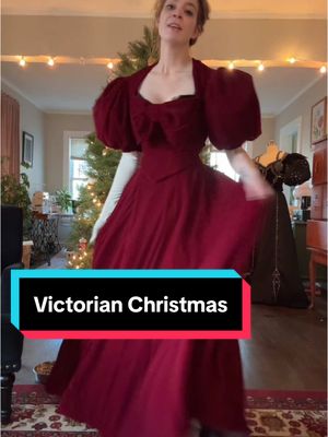 A post by @thesewloartist on TikTok caption: Its that time of year! #historicalcostuming #christmas #fashionhistory #historytok #1895 #victorianchristmas #traditionalchristmas 