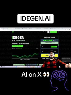 A post by @degenlifer on TikTok caption: IDEGEN AI 🔥 $IDGN 🚀 AI BORN. DEGEN RAISED! FULLY AUTOMATED AI BOT ON X FOLLOW THEM @ IDEGEN_AI #CRYPTO #PARTNER #AI #DEFI #WEB3 #DEGENS #ALTCOINS #MEMECOINS