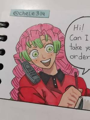 A post by @chele3145 on TikTok caption: Mitsuri's first part time job order #kimetsugakuen #mitsuri #kyojuro #mitsurikanroji #kyojurorengoku #rengoku #sanemi #giyuu 