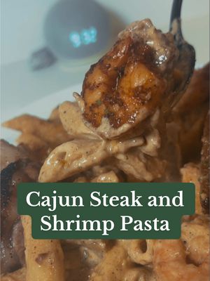 A post by @cookingwcookie on TikTok caption: Lets make Cajun Steak and Shrimp Pasta! #cajunpasta #pasta #alfredo #DinnerIdeas #dinnerinspo #dinnerrecipes #foodtiktok #foodietok #foodietiktok 