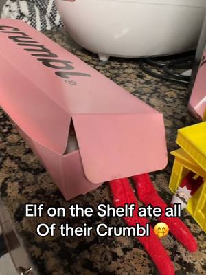 A post by @everydaybelikeandy on TikTok caption: Or did someone else eat it all 😂 #elf #elfontheshelf #crumble