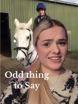 A post by @this_esme on TikTok caption: What an odd thing to say.. #thisesme #horsegirl #horsetok #eq #equitation #eventer #showjumper #horses #ponies #pony 