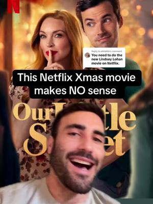 A post by @heartthrobert on TikTok caption: Replying to @ehilahila  I really wanted to like it i promise. #christmas #christmasmovie #holidaymovie #netflix #lindsdaylohan Our Little Secret netflix movie review  