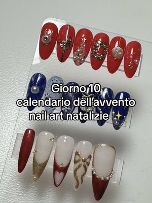 A post by @detailsmakebeauty on TikTok caption: Giorno 10 - stiletto con french rosso e dorato ✨ #nailart #christmasnailart #cheistmascountdown #calendariodellavvento 