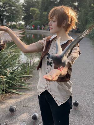 A post by @newtsip on TikTok caption: society could never make me hate pigeons  #genshinimpact #nostalgia #cosplay #mondstadt