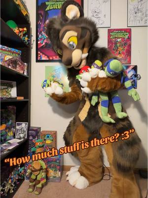 A post by @miles_saber on TikTok caption: My collection is ever growing >:3c  My suit was made by Multicolorbark! #furry #furrytiktok #asexualfurry #furryfandom #multicolorbark #saberfursuit 