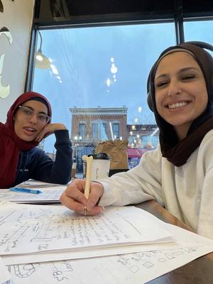 A post by @reemarousan on TikTok caption: ✨Finals week alhumdullah ✨@Marium @Cincy.cafe 