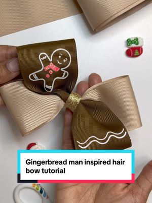 A post by @monicacraftsitall on TikTok caption: What should I do next? 🎄Gingerbread man hair bow tutorial #hairbowtutorial #hairbowdiy #bowdiy #ribbon #moño #liston 