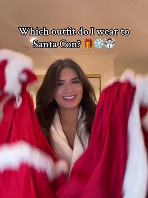 A post by @dome_marie on TikTok caption: Pls help, which one do I wear this weekend? 🫶🏼🤍☃️❄️🎅🏼🎁🤶🏼 #santacon #christmas #holidayoutfit #fyp #foryou 