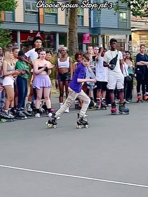 A post by @mutekibatch on TikTok caption: Choose you stop pt  3‼️ #mutekibatch #fyp #tekkymuteki〽️ #rollerskating #rollerskates #mutekibatchcompetition #blackpeopleskatinginlondonseries 