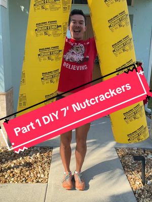 A post by @missshugacain on TikTok caption: Part 1 Dramatic DIY 7 ft Nutcracker Process!! #christmas #christmasdecor #homedecor #DIY #diyproject #christmasdecorations #nutcracker #lifesizenutcracker