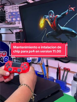 A post by @neogame.pe on TikTok caption: #ps4 #chip #reparacion #reparacion #serviciotecnico #gaming #videojuegos #limpieza #viraltiktok #gamingvideos #consolas #juegos #instalacion #mantenimiento #gamers 