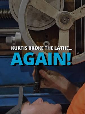 A post by @cutting_edge_engineering on TikTok caption: Kurtis BROKE the lathe… AGAIN! We’re tackling a major mishap on our lathe, join the fun!  #lathe #lathework #cuttingedgeengineering #machining #machinist #machinisttiktok