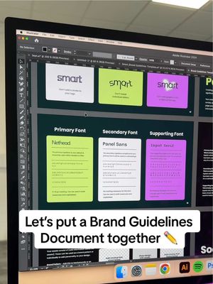 A post by @abiconnick on TikTok caption: This doc helps clients consistently and cohesively implement their branding! ✅ #brandguidelines #brandingtips #logodesign #brandidentity 