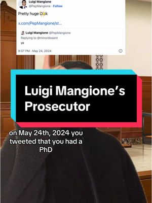 A post by @pierochi on TikTok caption: Shooting my shot as his prosecutor #luigimangione 