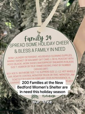 A post by @newbedfordguide on TikTok caption: @Lauren Rose and Maegan of Lagree Haus in New Bedford are collecting donations for the New Bedford Women’s Shelter this holiday season. Let’s come together as a community to ensure these children and families do not go without basic necessities this Christmas.  #fyp #givingtree #newbedford 