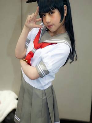 A post by @lunadream888 on TikTok caption: 🐭#yohane #yoshikotsuhima #lovelive #lovelivecosplay #AI #aieffects #effecthouse #effecthousecreator #cosplay 