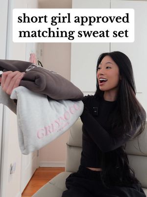 A post by @jennyxngyn on TikTok caption: thank you @ALLIE CHEN 🪩🍸🎱 for sending me these incredible matching sweat sets from @GREYNO CO APPAREL!! i’m obsessed and will be buying more colors in the future!!😭💗 #petitefashion #hoodiethathoodies #oversizedhoodie #fashiontiktok #winterfashion 