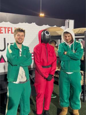 A post by @alexlange on TikTok caption: we survived the #SquidGames season two premiere! thank you @Netflix for having us 🤞🏼 #SquidGame2 @Squid Game Netflix 