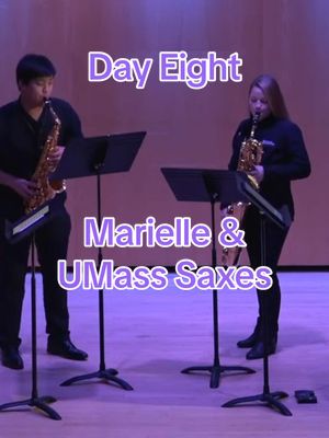 A post by @bostoncrusaders on TikTok caption: On the eight day of Crusaders, Waldo gave to me... a UMass Sax quartet featuring Marielle Chrupcala and Jarod Sullivan! #bostoncrusaders #saxophone