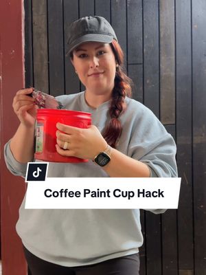 A post by @thecolorofourhome on TikTok caption: Still one of my favorite free painting hacks to this day… using a Folgers jug. It’s the perfect size for carrying around while you paint with a brush and even fits a mini roller. The handles keep me from spilling paint everywhere. Name a better painting hack, I’ll wait!  #paintinghacks #painting #diyonabudget 