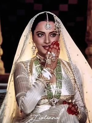 A post by @lixlenna on TikTok caption: remake of @Jas edit, i tried my best ♥️♥️ #rekha #umraojaan #rekhaji #bollywoodedit #bollywoodactress #umrao #rekhajifan #umraojaansongs #oldbollywoodsongs #vintage #vintagebollywood #indiantiktok #bollywoodfashion #indianwomen 