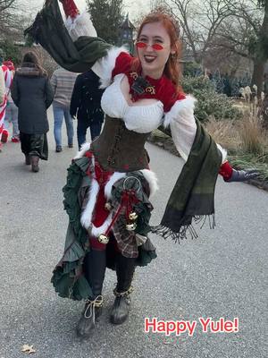 A post by @gillianfoxglove on TikTok caption: I went to the PA ren faire for their Yule celebration! This was my first time doing a cold faire and my only wish is that i had a matching coat and more socks haha- full video of that day soon! #fantasy 