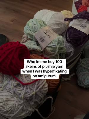 A post by @crochetedbean on TikTok caption: Like what do i actually do with all this 😭😭 #crochet #crocheting #amigurumi #yarnhaul #toomuchyarn 