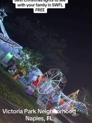 A post by @makeup.momma on TikTok caption: Best Christmas Lights in SWFL! The whole neighborhood goes all out ! Best part for parents … its FREE #christmas #victoriapark #naplesflorida #tistheseason  #FREE #momofgirls